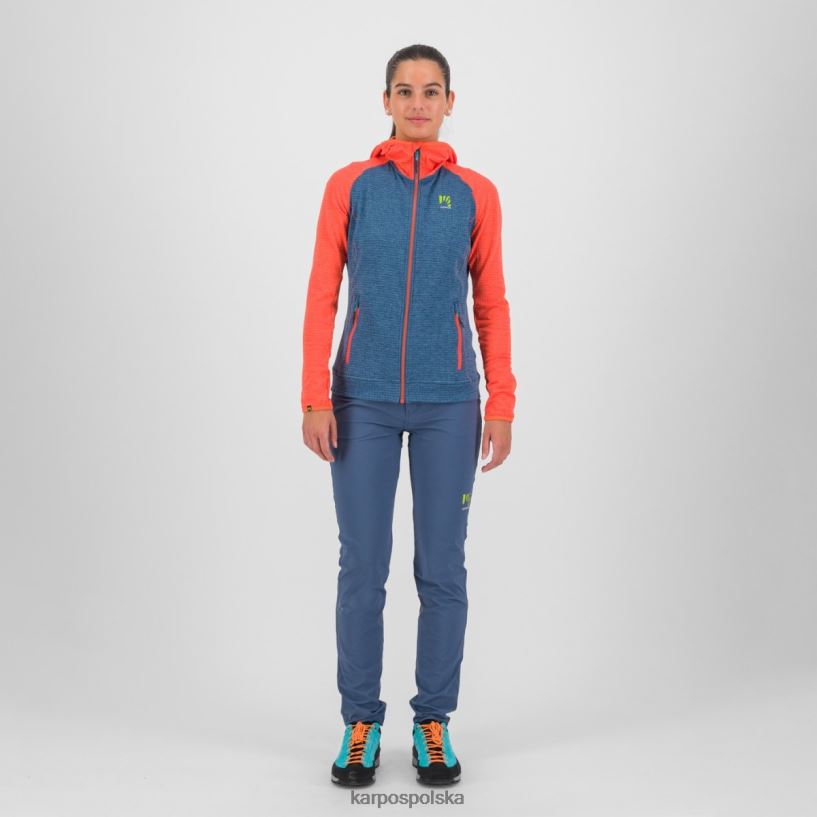 polar | vintage indygo/gorący koral 40266X1165 kobiety Karpos ambrizzola w bluzie z kapturem i zamkiem na całej długości