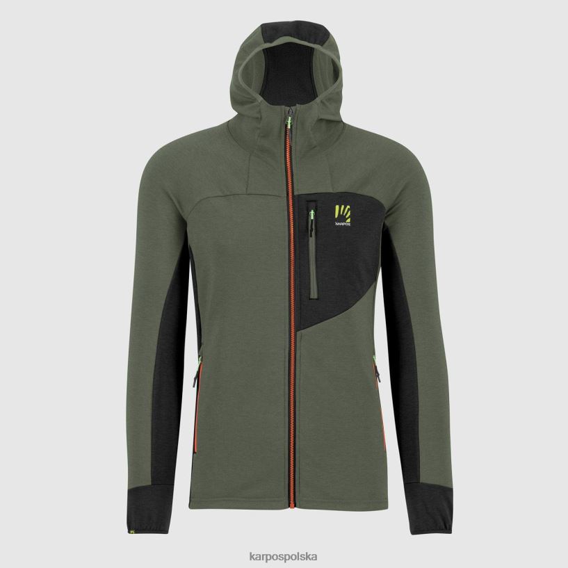 bluza z kapturem | tymianek/czarny piasek 40266X206 mężczyźni Karpos Polarowa bluza z kapturem mezzodi
